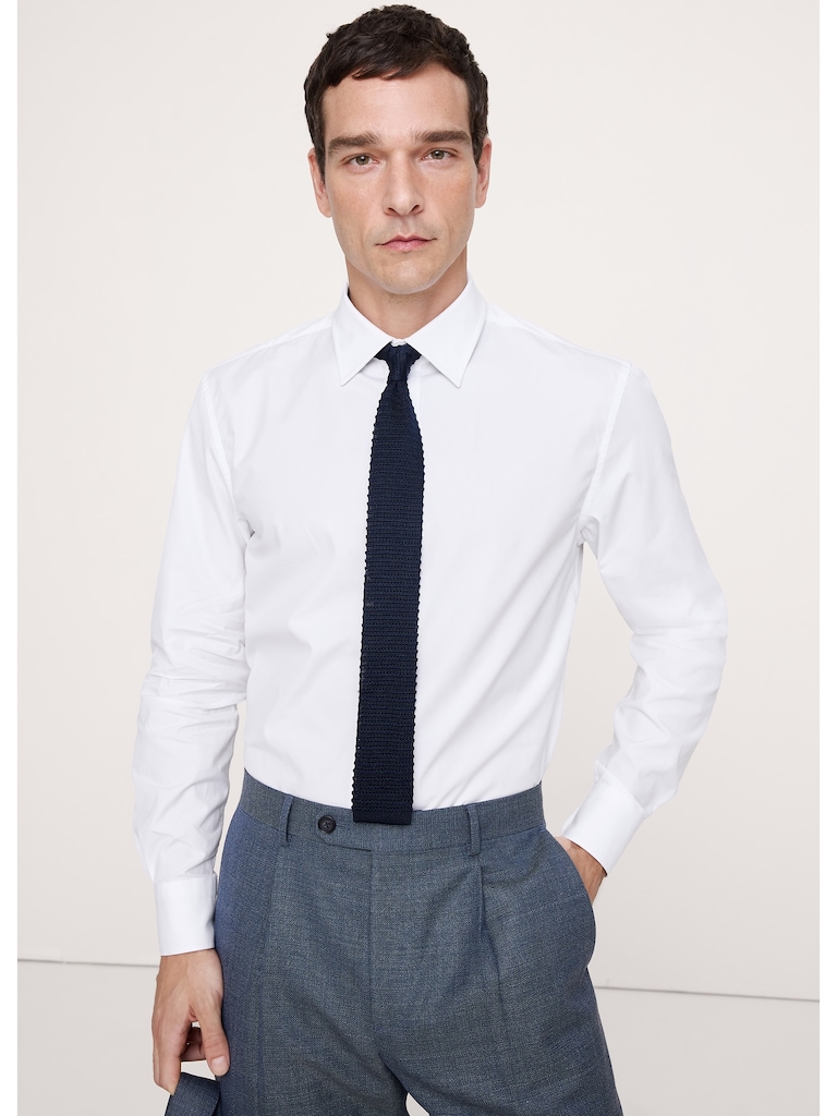 Tailored Slim-Fit Premium Cotton Poplin Dress Shirt