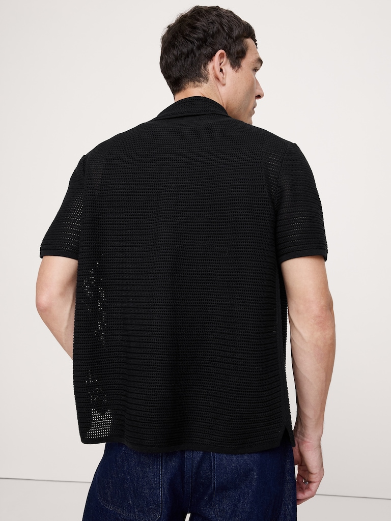 Cardigan polo en coton à mailles