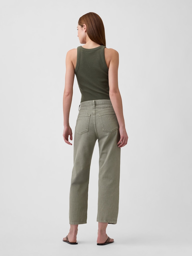Low Slung Relaxed Straight Crop Jeans