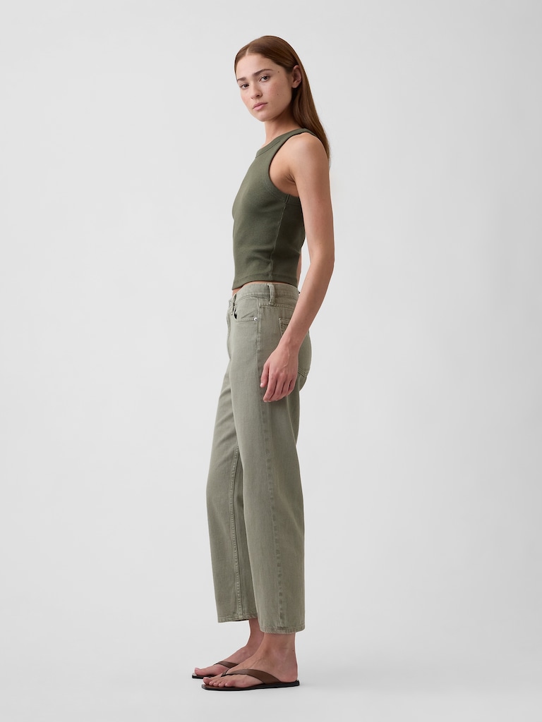 Low Slung Relaxed Straight Crop Jeans