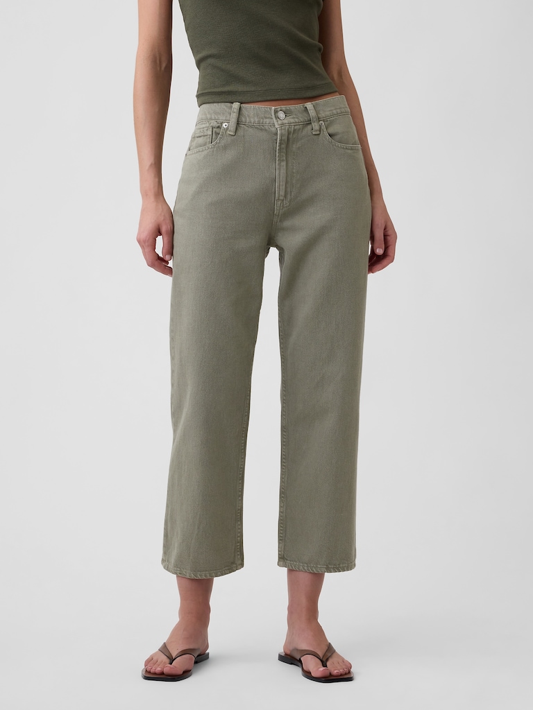 Low Slung Relaxed Straight Crop Jeans