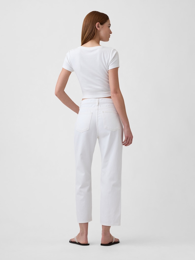 Low Slung Relaxed Straight Crop Jeans