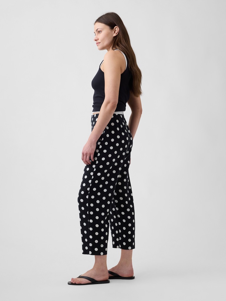 High Rise Linen-Blend Straight Crop Pants