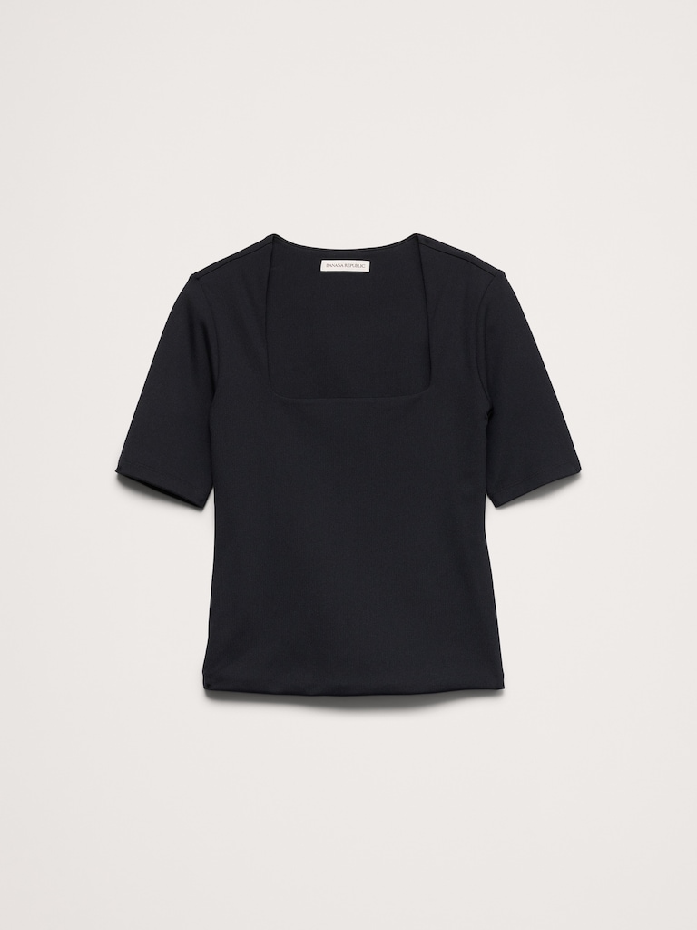 Sculpted-Stretch Square-Neck Top