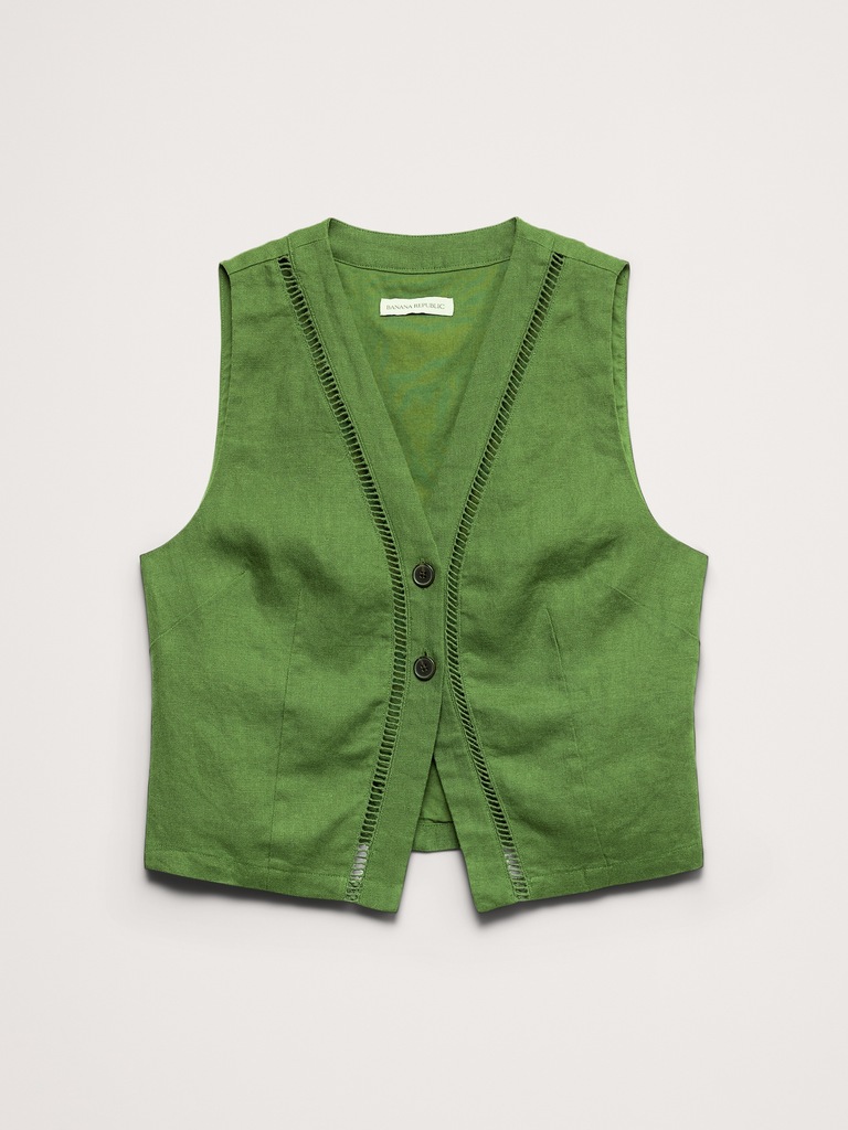 Linen Lace-Trim Vest