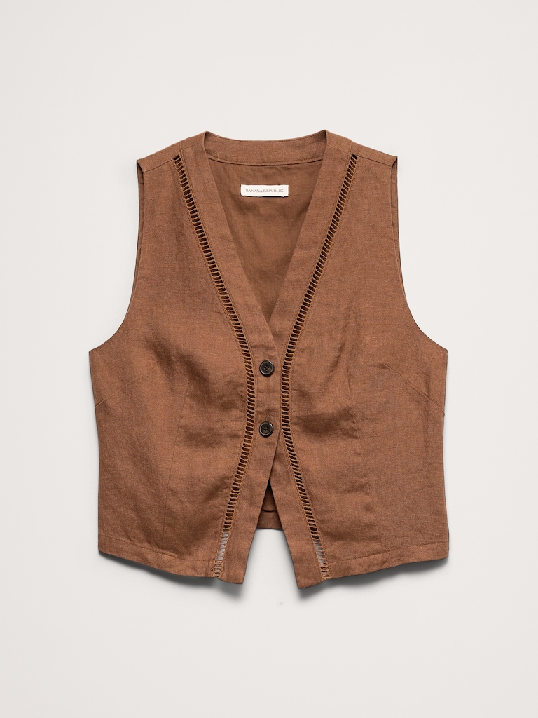 Linen Lace-Trim Vest