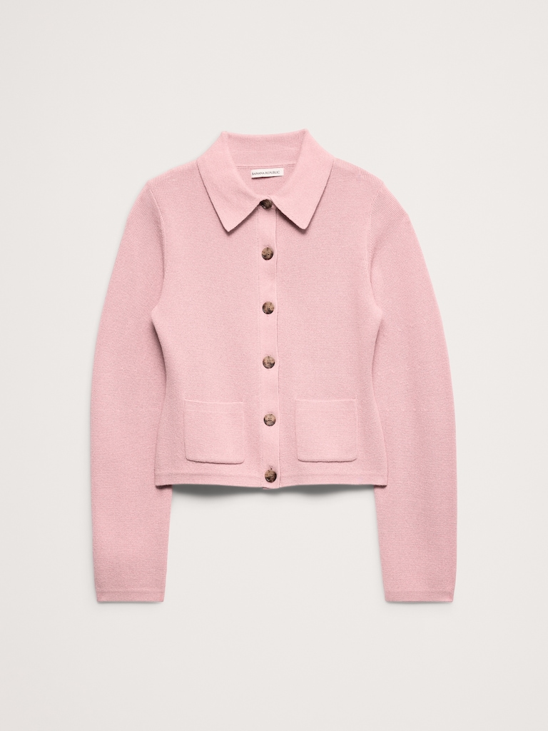 Larkspur Cotton-Silk Polo Cardigan