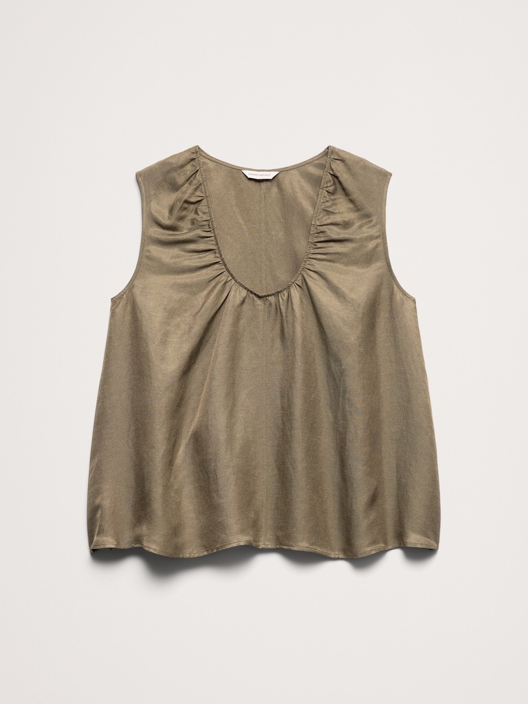 Camisole en lin et viscose à encolure dégagée