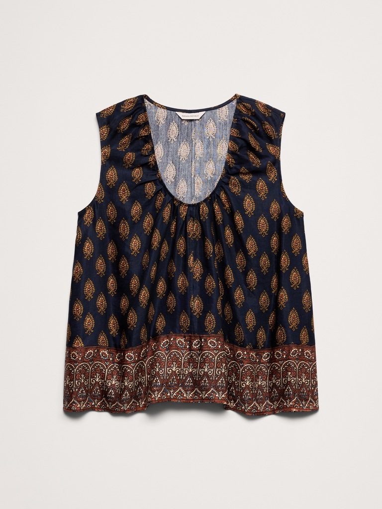 Camisole en lin et viscose à encolure dégagée