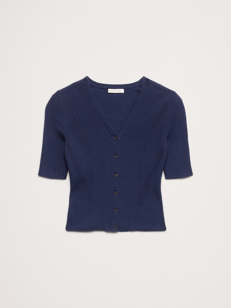 Ribbed Cotton Cropped Cardigan