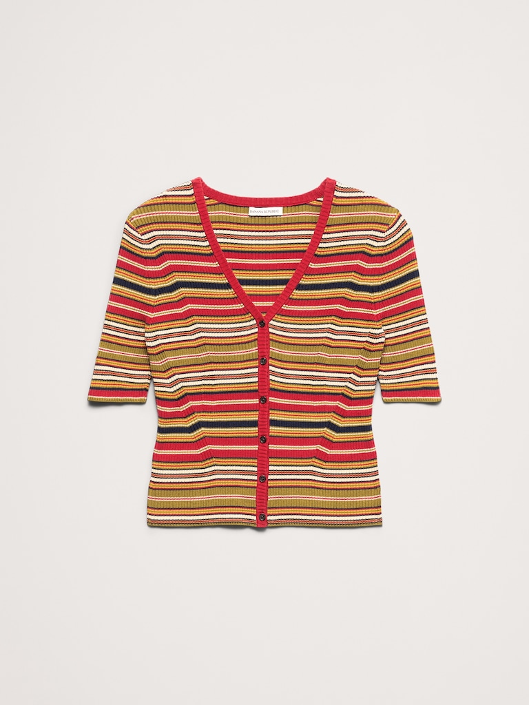 Ribbed Cotton Cropped Cardigan