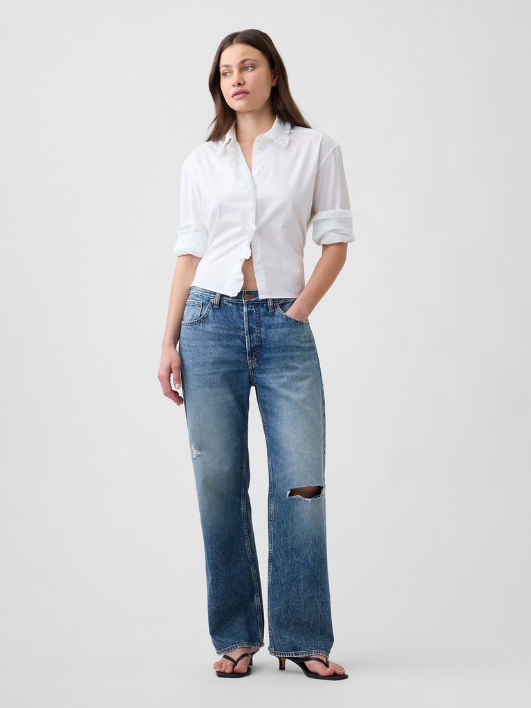 Relaxed Cropped Poplin Shirt