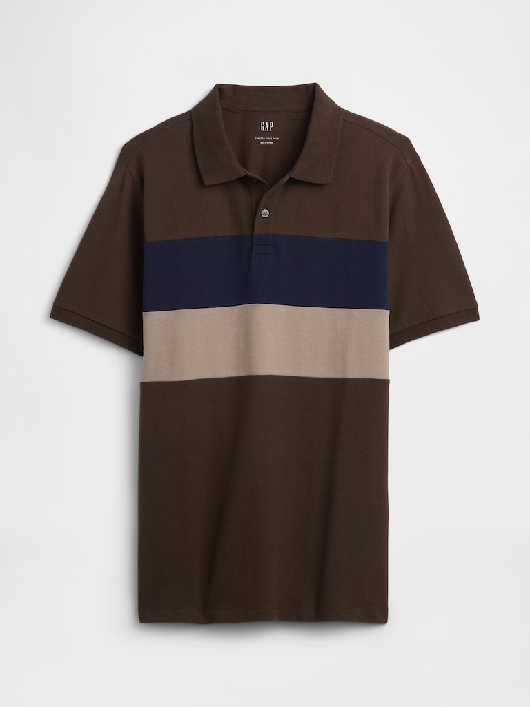 Colorblock Stretch Pique Polo Shirt