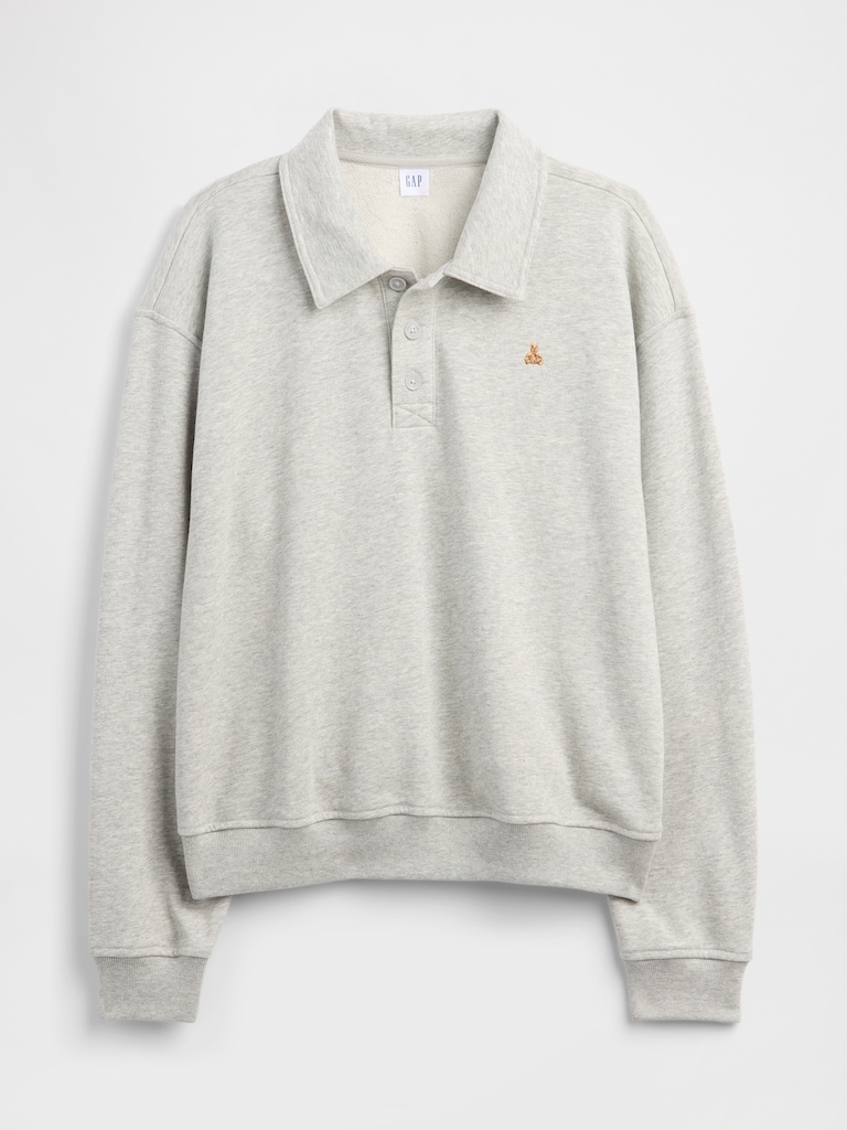 Relaxed Cropped Polo Sweatshirt