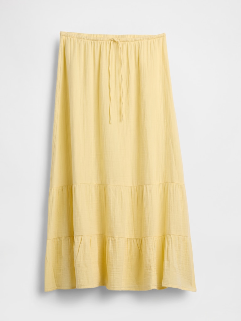 Cotton Gauze Tiered Easy Maxi Skirt