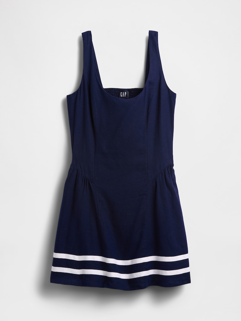 Linen-Blend Drop-Waist Mini Dress