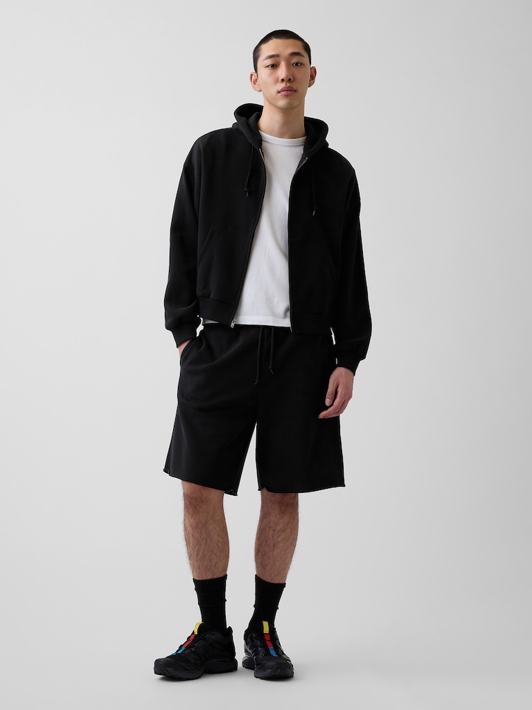 VintageSoft Oversized Crop Zip Hoodie