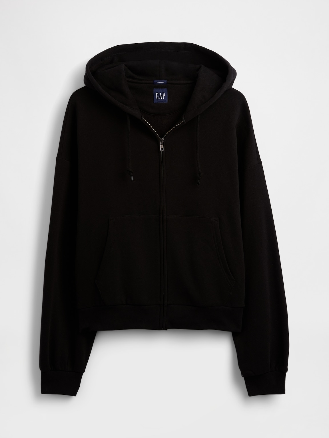 VintageSoft Oversized Crop Zip Hoodie