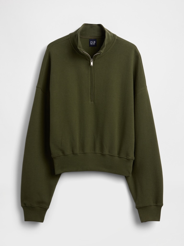 Textured Cotton Oversized Half-Zip Pullover