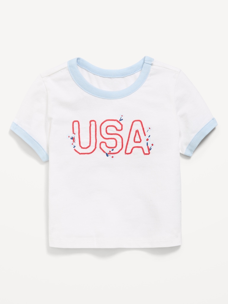 Short-Sleeve Ringer Graphic T-Shirt for Toddler Girls