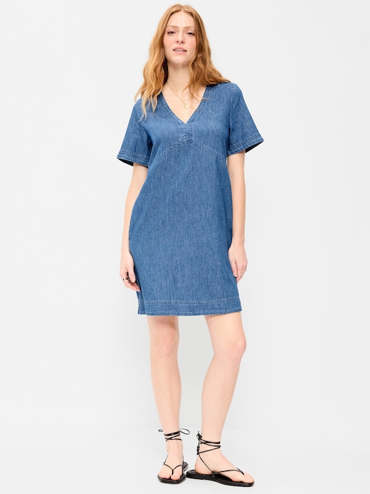 Short Short-Sleeve Denim Mini Shift Dress on clearance at Old Navy — 70% off