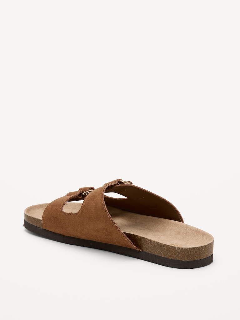 Faux-Suede Double-Strap Slide Sandals for Women