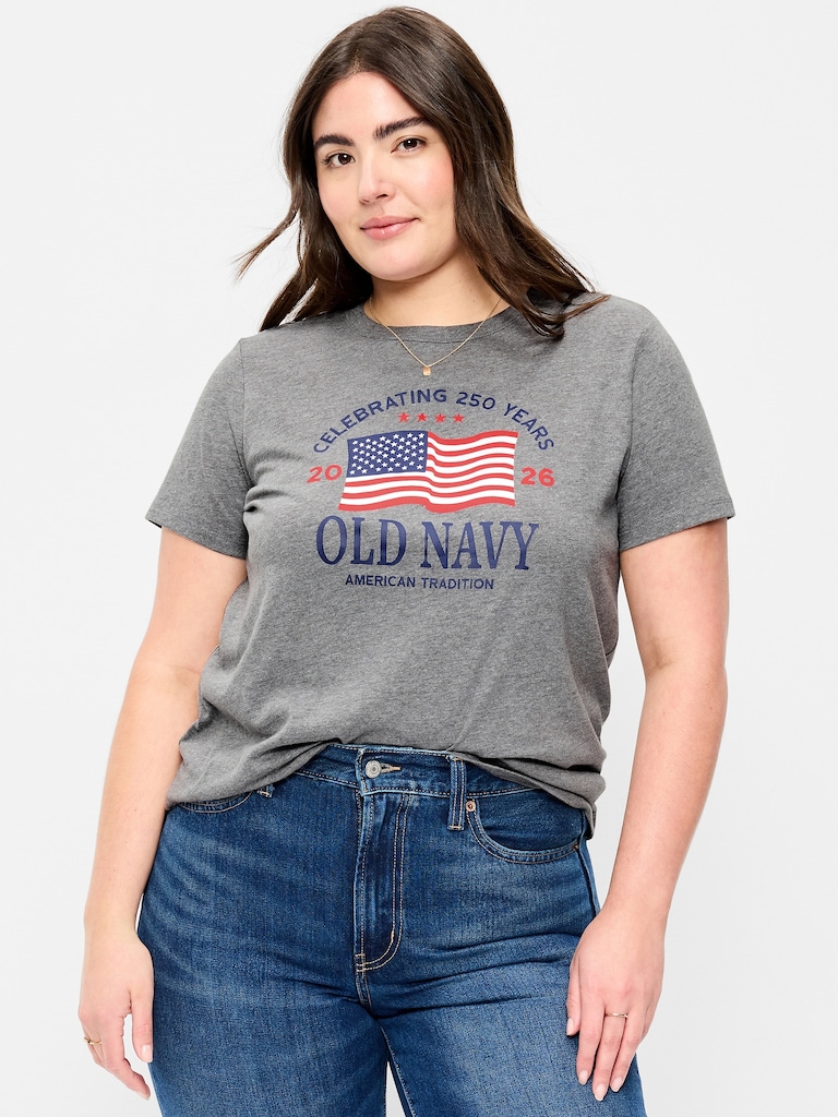 Crew-Neck Flag Graphic T-Shirt