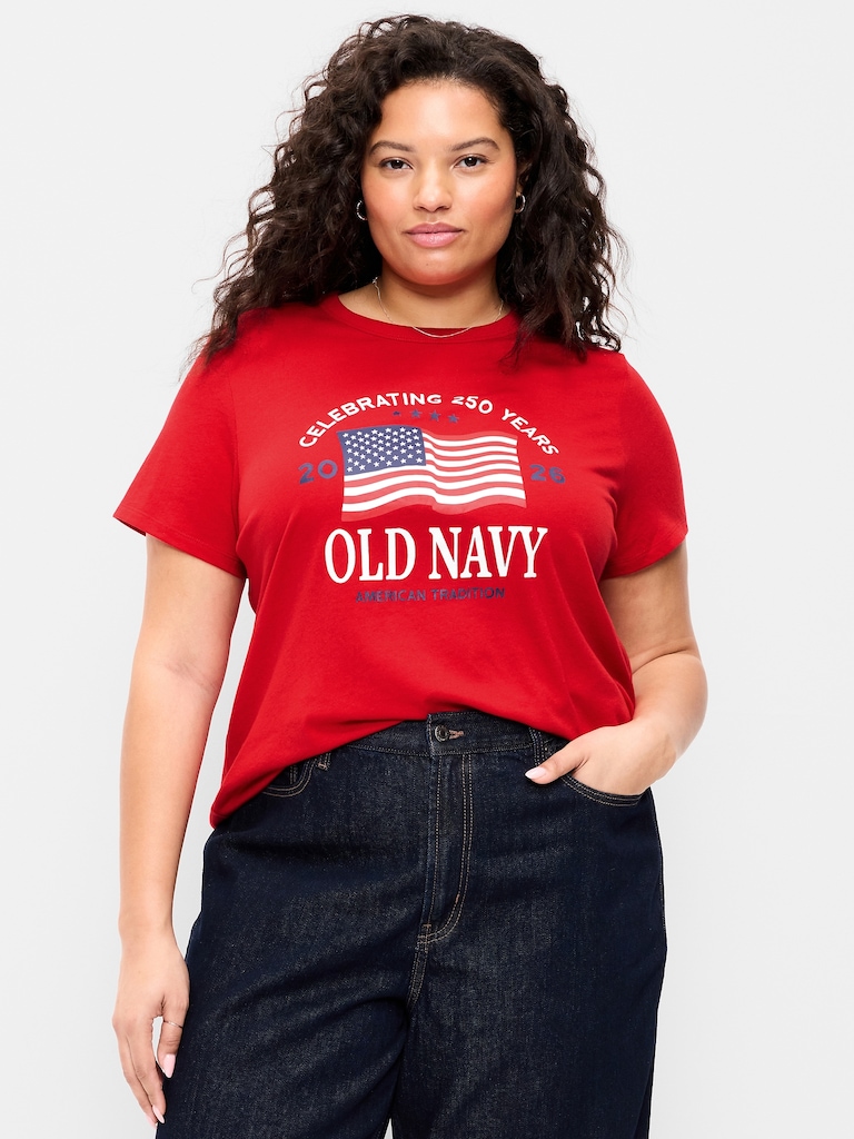 Crew-Neck Flag Graphic T-Shirt