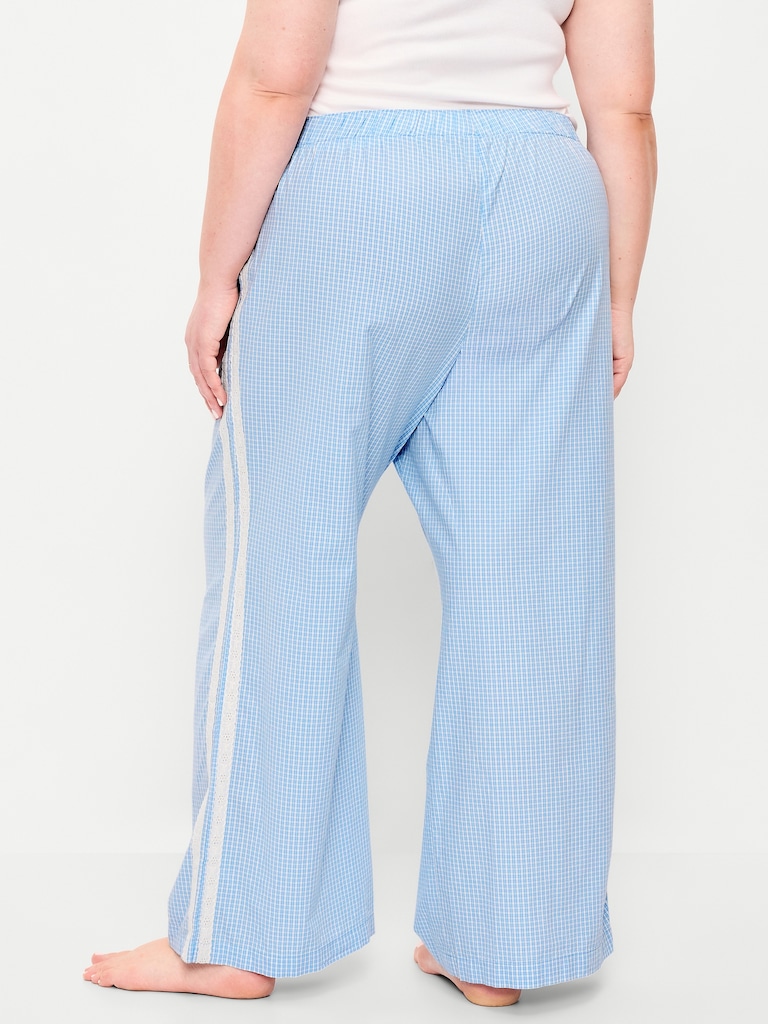 Poplin Wide-Leg Pajama Pants