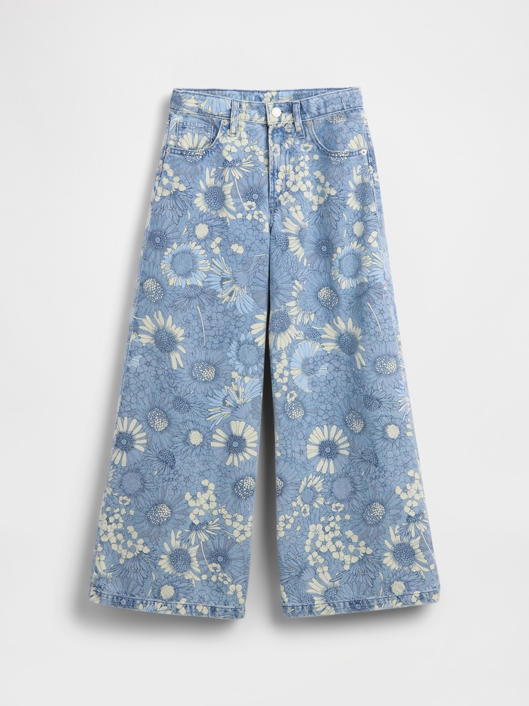 Kids Low Rise Floral Baggy Jeans
