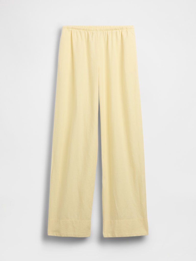 Linen-Blend Easy Wide-Leg Pants