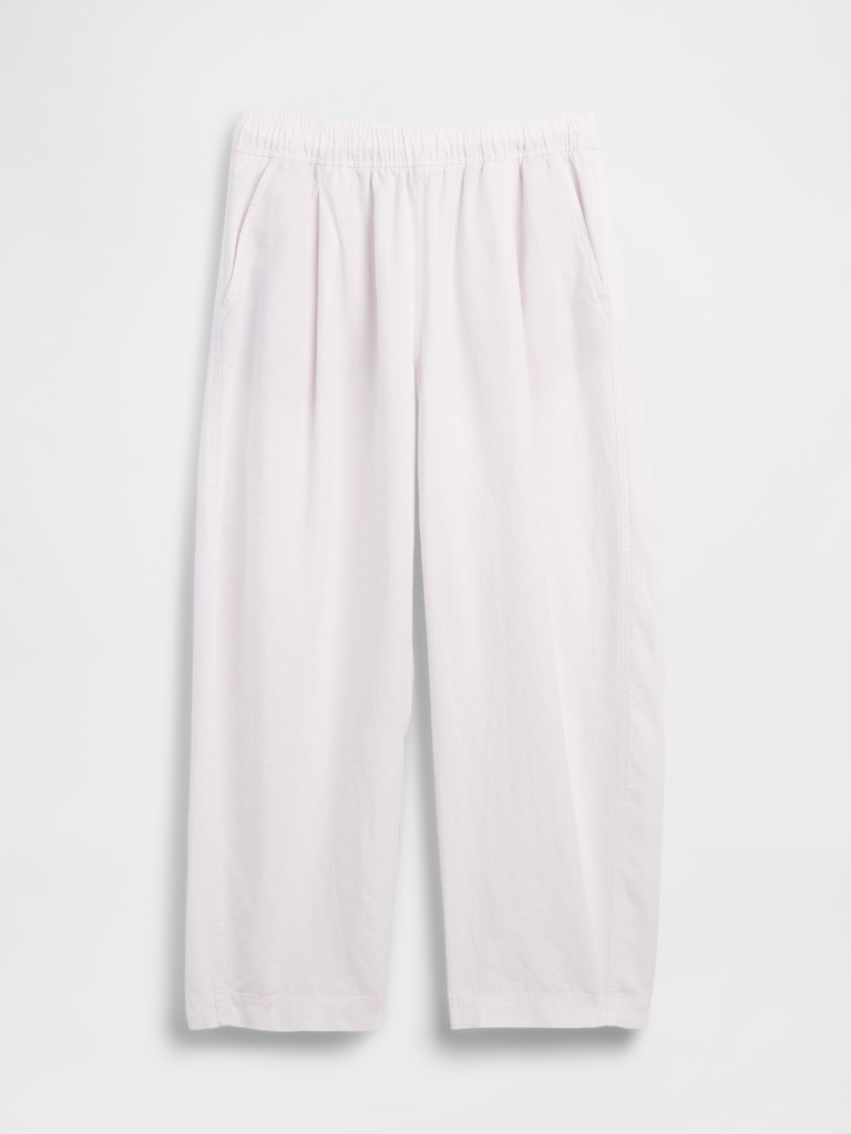 Linen-Blend Easy Barrel Pants