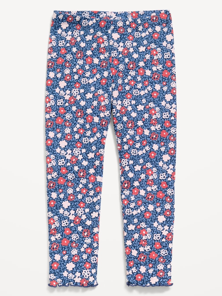Printed Rib-Knit Full-Length Leggings for Toddler Girls