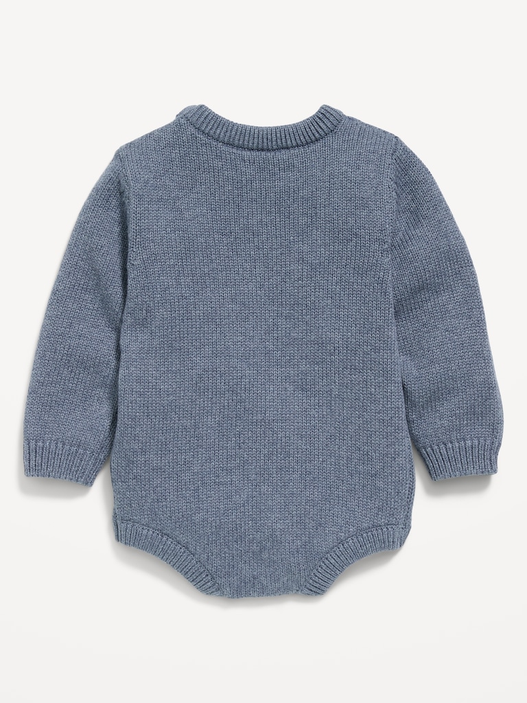 Long-Sleeve Sweater-Knit One-Piece Romper for Baby