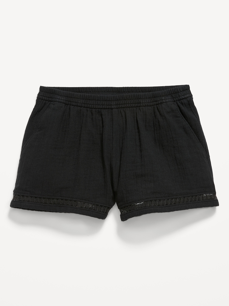 Double-Weave Crochet-Trim Shorts for Girls