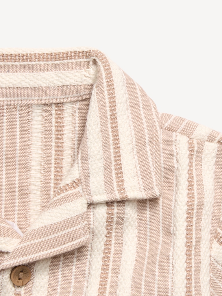 Short-Sleeve Textured Striped Shirt and Shorts Set for Baby
