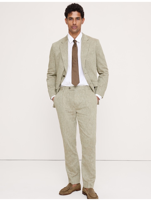 slim fit dress slacks Refined Men's Tailored Fit Straight Leg Formal Suit Pants, Red main image 0