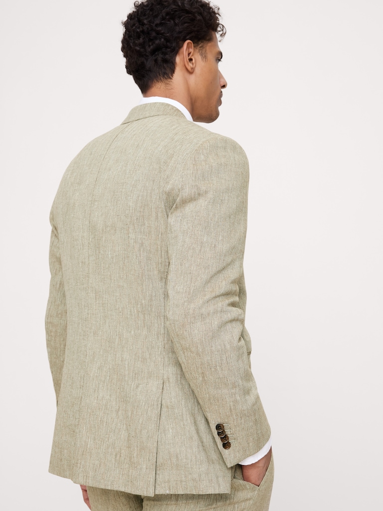 Green Linen-Cotton Suit Jacket