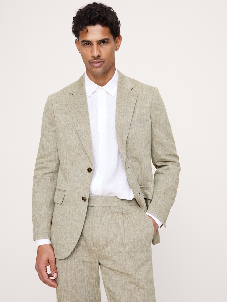 Green Linen-Cotton Suit Jacket