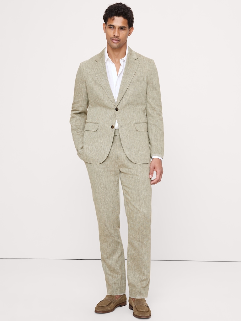 Green Linen-Cotton Suit Jacket