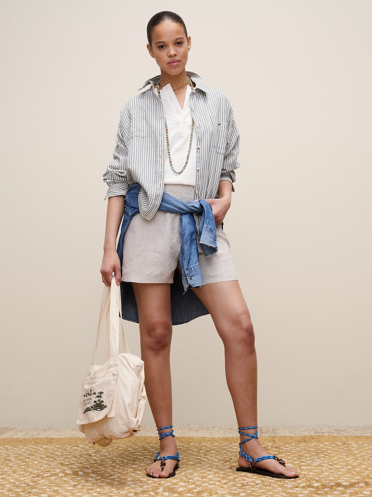 Archive Reissue Ticking Shirt in Cotton-Hemp