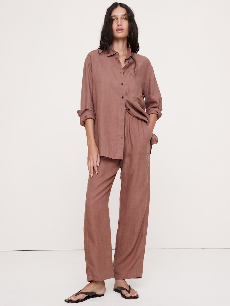 The Getaway Straight-Leg Pull-On Pant in Linen