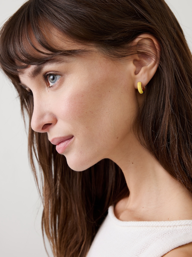 Enamel Huggie Earrings