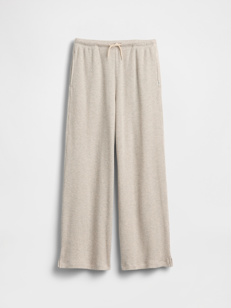 Kids Waffle Relaxed Easy Wide-Leg Pants
