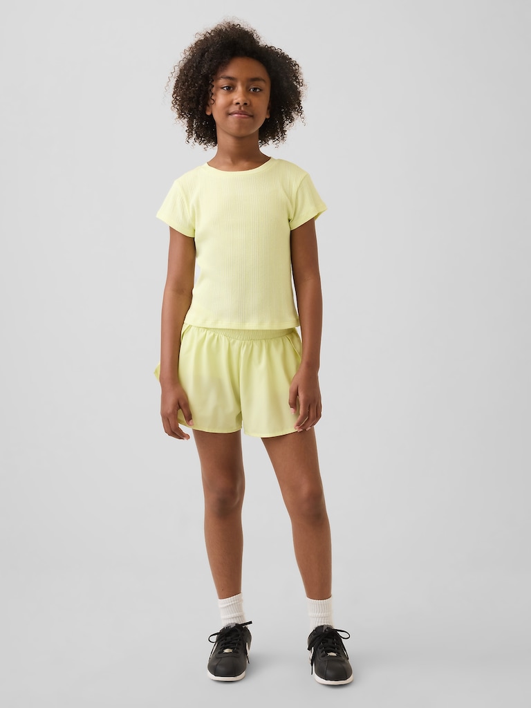 Kids Quick-Dry Butterfly-Hem Run Shorts