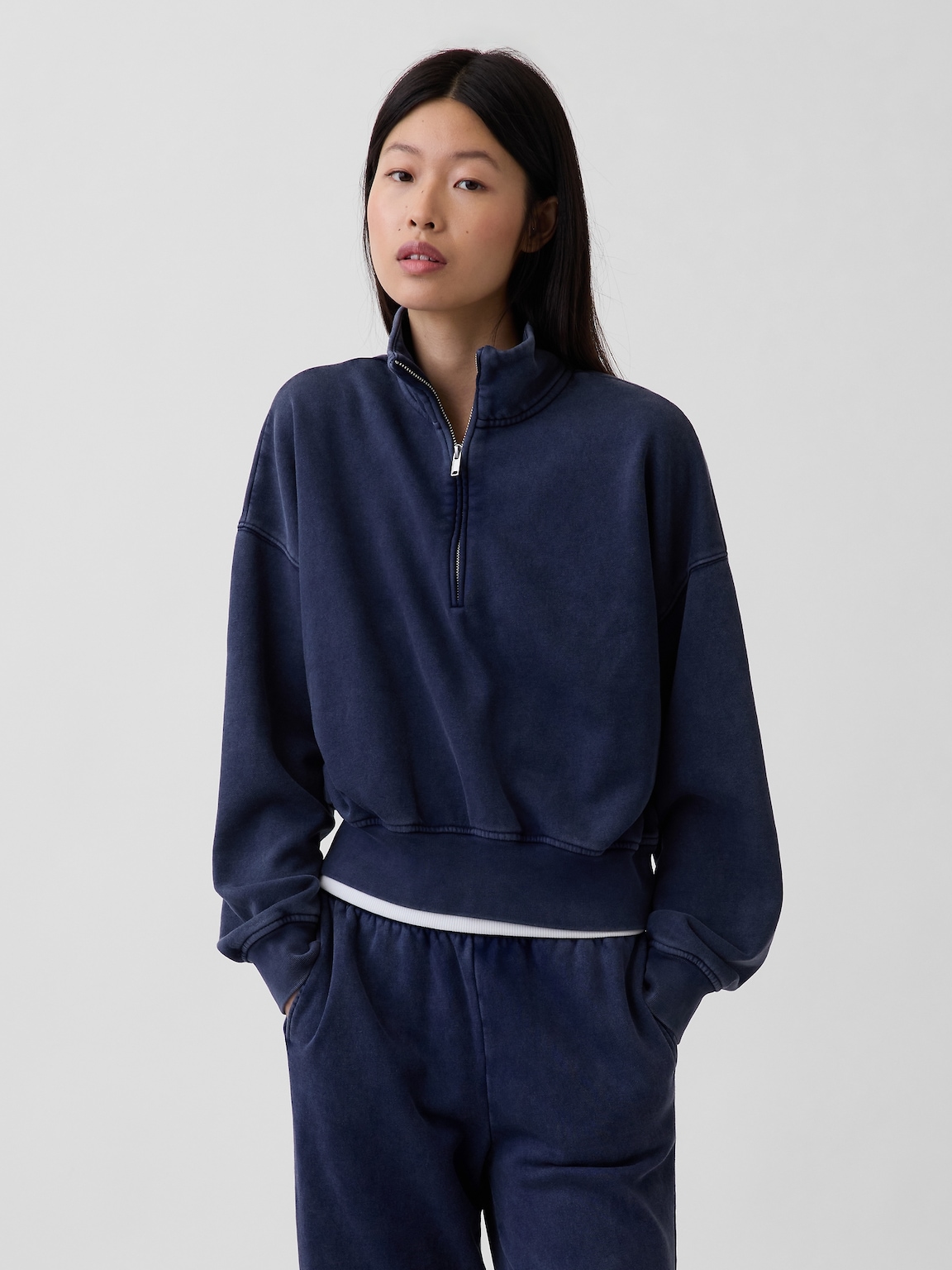 VintageSoft Oversized Half-Zip Wedge Pullover