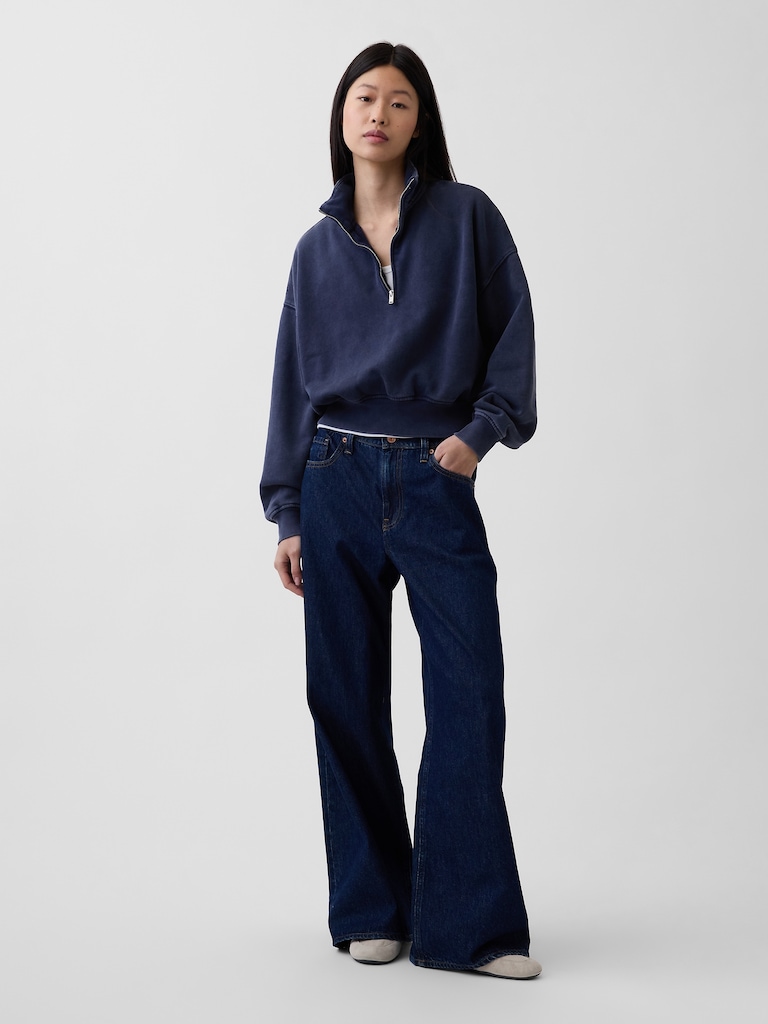 VintageSoft Oversized Half-Zip Wedge Pullover