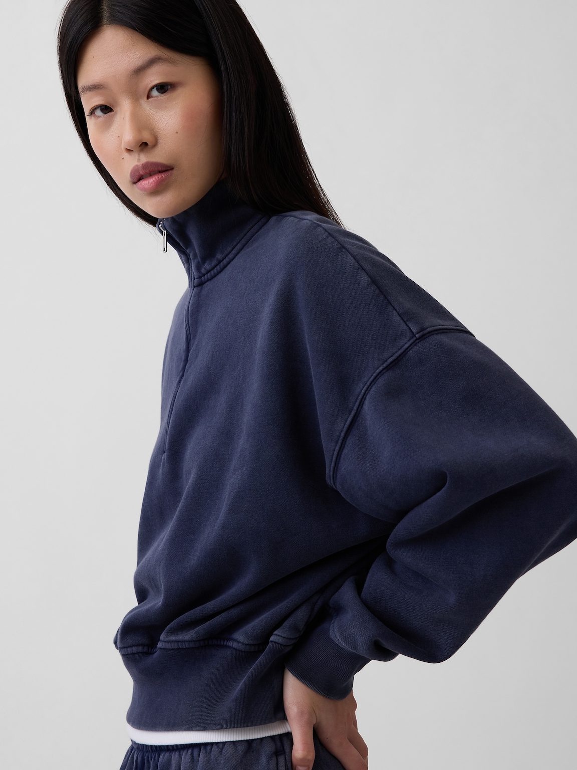 VintageSoft Oversized Half-Zip Wedge Pullover
