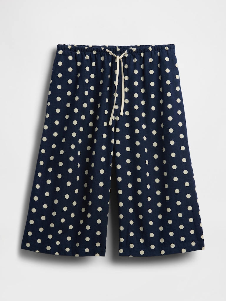 Linen-Blend Relaxed Easy Culotte Pants