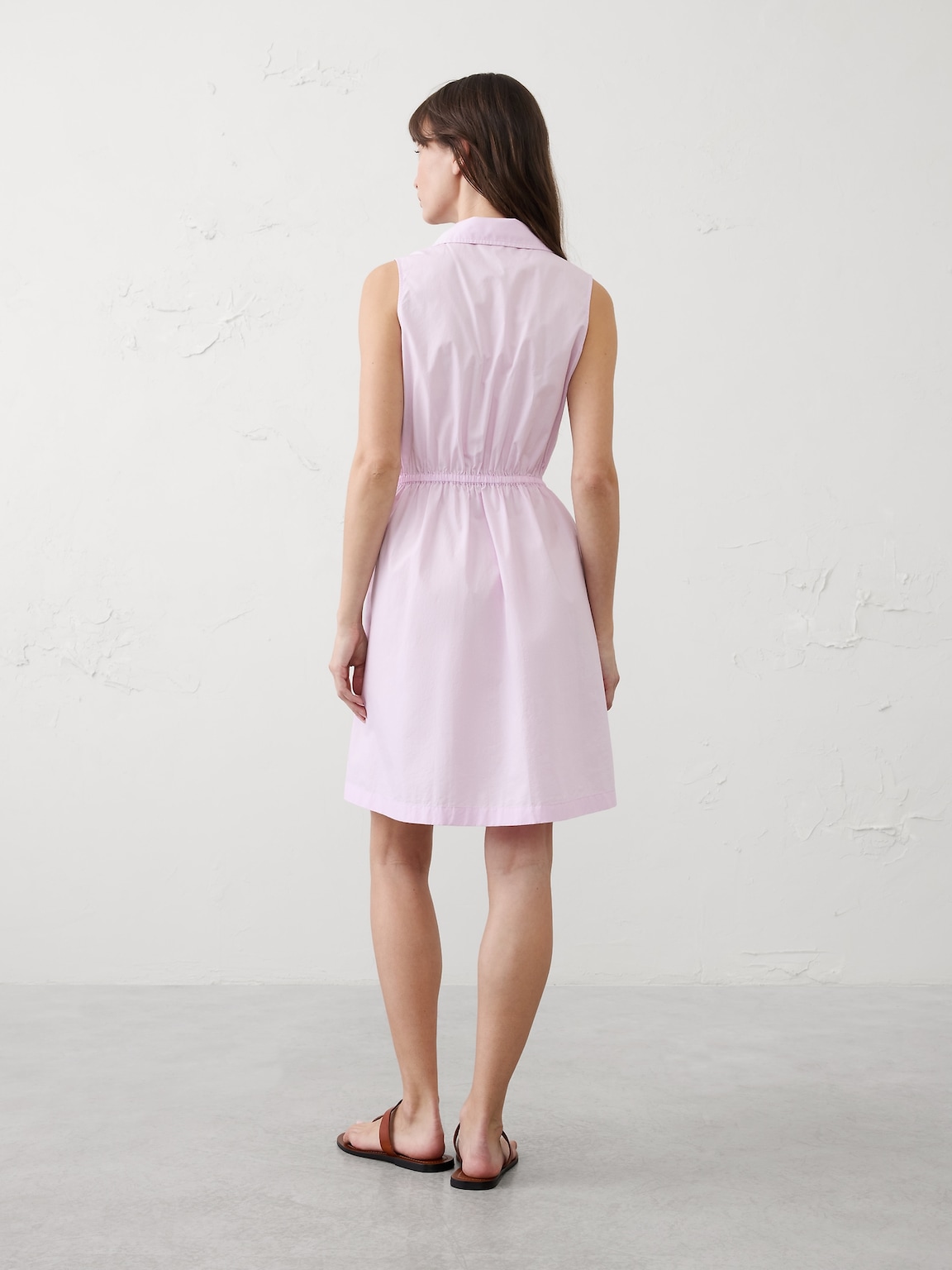 Cinched Poplin Above-Knee Shirtdress